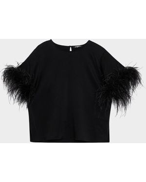 Emanuel Ungaro Aria Feather-Cuff Satin Blouse - Green