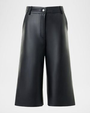 Akris Finny Leather Bermuda Shorts - Black