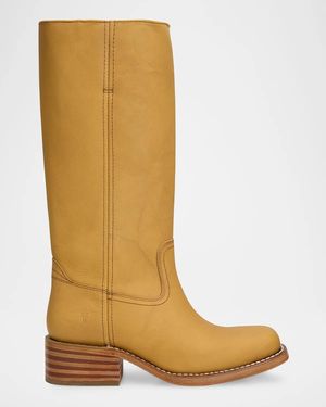 Frye Campus 14L Leather Wide Calf Boots - Brown