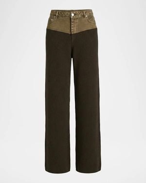 SER.O.YA Chani Ribbed Straight-Leg Pants - Gray