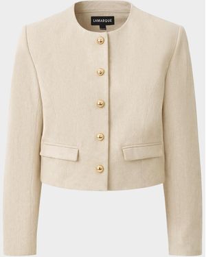 Lamarque Francina Tailored Cotton-Linen Jacket - Natural