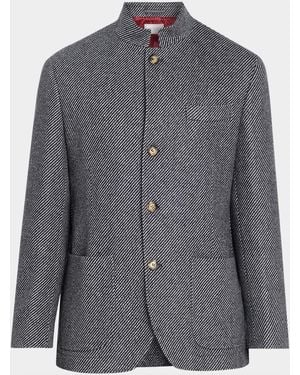 Brunello Cucinelli Apos;S Cashmere And Silk Diagonal Stripe Sport Coat - Gray
