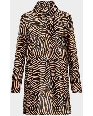 Veronica Beard Shelley Zebra Calf Hair Dickey Coat - Multicolor