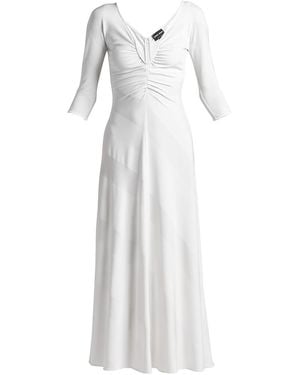 Giorgio Armani Diagonal Striped Jacquard Jersey Maxi Dress - White