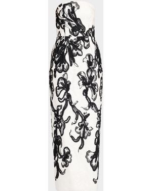 MILLY Orion Chiffon Floral-Embroidered Column Maxi Dress - White