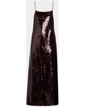 Alberta Ferretti Sequined Maxi Slip Dress - Purple