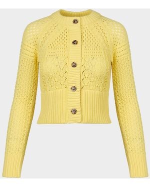 Smythe Crochet Crewneck Cardigan - Yellow