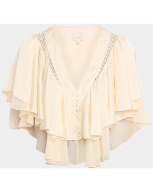 Cinq À Sept Mary Tiered Crop Top - Natural