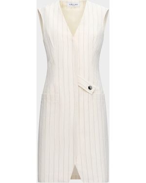 Callas Milano Jamily Pinstriped Vest Dress - White