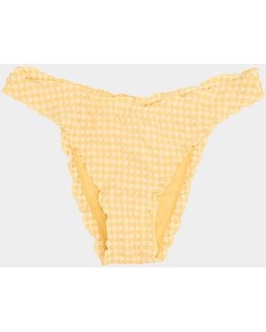 Jonathan Simkhai Maelie Textured Gingham Bikini Bottoms - Yellow