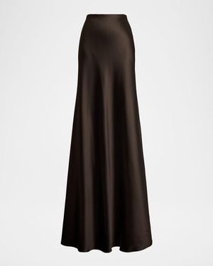 Ralph Lauren Masina Satin Trumpet Maxi Skirt - Black