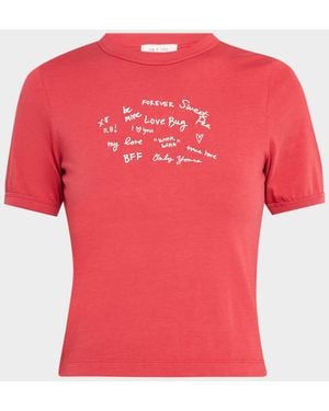 Rag & Bone Sweetheart Graphic Baby Tee - Pink