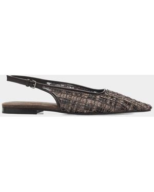 Brunello Cucinelli Monili Suede Check Slingback Flats - Multicolor