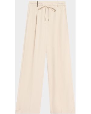 Peserico Wide-Leg Drawstring Pants - Natural
