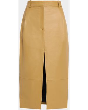 KHAITE Anden Leather Midi Skirt - Black