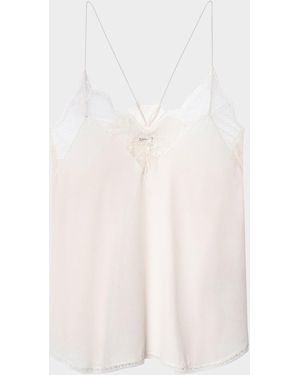Zadig & Voltaire Christy Lace-Trim Crepe De Chine Cami - White