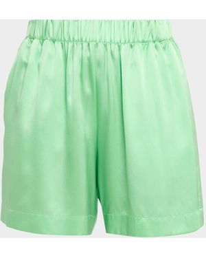 SABLYN Brynn High-Rise Pull-On Silk Shorts - Green