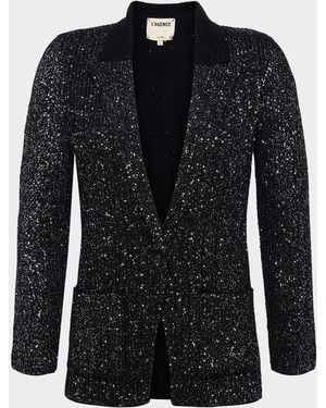 L'Agence Leonora Sequined Knit Blazer - Black