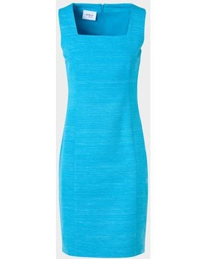 Akris Punto Square-Neck Sleeveless Cotton Mini Sheath Dress - Blue