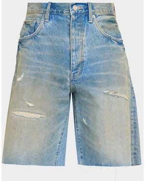 Purple Apos;S Distressed Denim Shorts - Blue