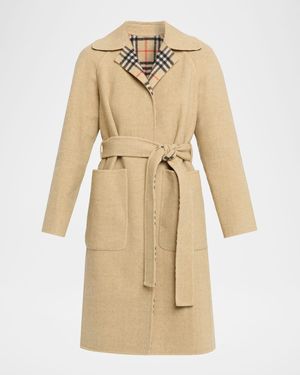 Burberry Tunbridge Wrap Coat - Natural