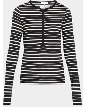 Rag & Bone The Knit Striped Henley - Black