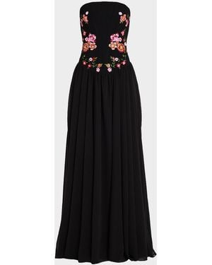 HELSI Caroline Floral Appliqué Strapless Corset Gown - Black