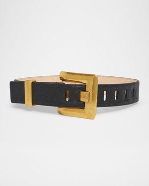 Balmain Quilted Leather Anthem Belt - Multicolor