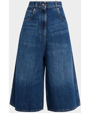 Brunello Cucinelli Baggy Cropped Denim Pants - Blue