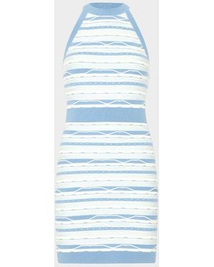 MILLY Sadie Striped Knit Halter Mini Dress - Blue
