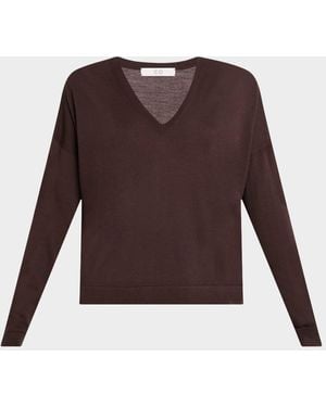 Co. Cashmere V-Neck Pullover - Brown