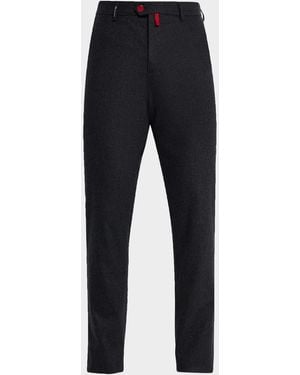 Kiton Apos;S Wool Flannel Slim Flat-Front Pants - Blue