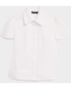 Generation Love Murphy Pearl-Embellished Short-Sleeve Poplin Shirt - White