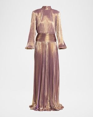 retroféte Brienne Long-Sleeve Lamé Gown - Purple