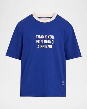 Ami Paris Thank You For Being A Friend Boxy T-Shirt - Blue