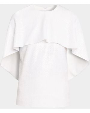 Alberta Ferretti Sequined High-Low Capelet Top - White