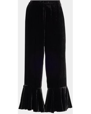 A.L.C. Camille Velvet Ruffle-Hem Pants - Black