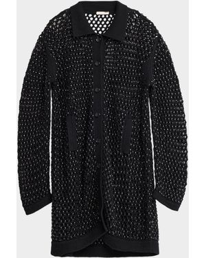 DIOTIMA Embellished Open Knit Cardigan Coat - Blue