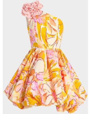 Mac Duggal Floral-Print Bubble Mini Dress - Orange