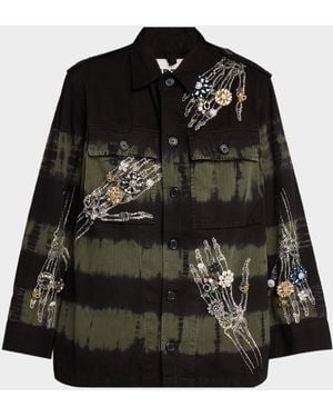 Libertine Buried Treasure Tie-Dye Utility Jacket - Black