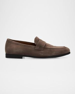 Ferragamo Apos;S Tiberio Kid Suede Micro-Gancio Penny Loafers - Brown