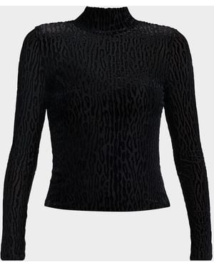 PAIGE Ursula Leopard Burnout Top - Black