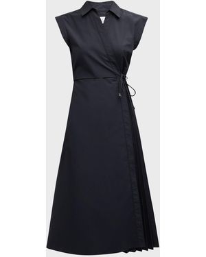 Tanya Taylor Shivon Cap-Sleeve Midi Wrap Dress - Blue