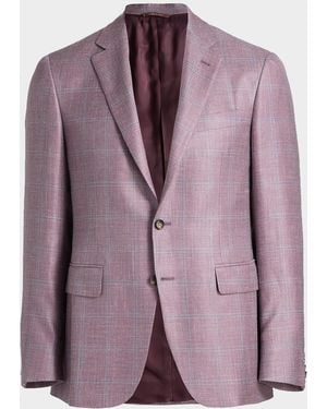Canali Apos;S Wool Windowpane Plaid Single-Breasted Sport Coat - Purple