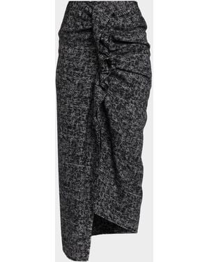 Michael Kors Pareo Frayed Plaid Wool Midi Skirt - Black