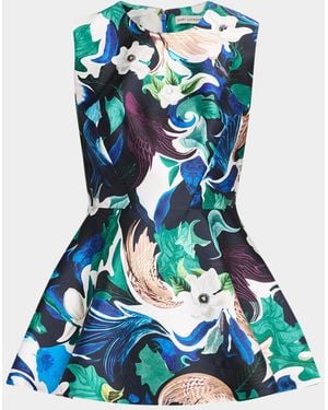 Mary Katrantzou Arnim Abstract-Print Peplum Top - Blue