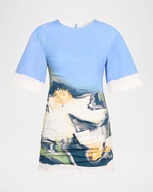 Significant Other Beaux Printed Short-Sleeve Mini Dress - Blue