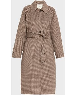 Varley Tomlinson Belted Houndstooth Coat - Natural
