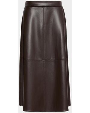 Max Mara Faux-Leather Midi Skirt - Brown