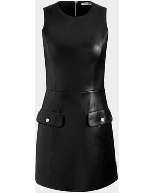 Alice + Olivia Marcella Vegan Leather Mini Dress - Black